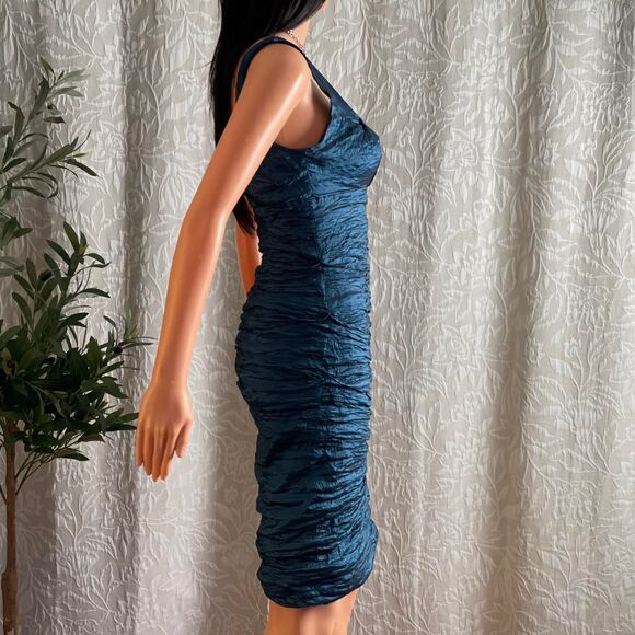 Vintage Y2K Nicole Miller Blue Ruched Cocktail Dress Formal Homecoming Size 6 - Picture 3 of 7